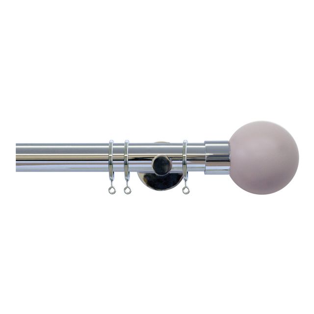 Jones  Strand 35mm Chrome Pole Set With Heather Ball Finials - Passover Brackets & Rings