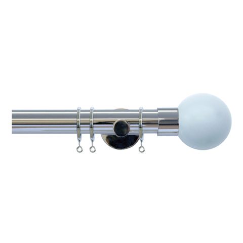 Strand 35mm Chrome Pole Set With Sky Ball Finials - Passover Brackets & Rings
