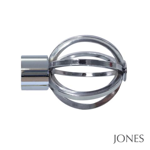 Jones  Strand 35mm Chrome Pole Set With Cage Finials & Ceiling Brackets