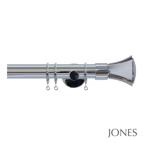 Strand 35mm Chrome Pole Set With Cone Finials & Ceiling Brackets