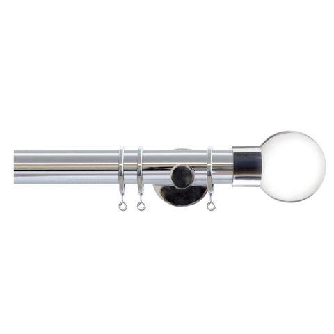 Strand 35mm Chrome Pole Set With Acrylic Ball Finials & Ceiling Brackets