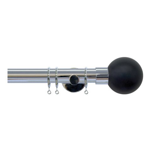 Strand 35mm Chrome Pole Set With Charcoal Ball Finials & Ceiling Brackets