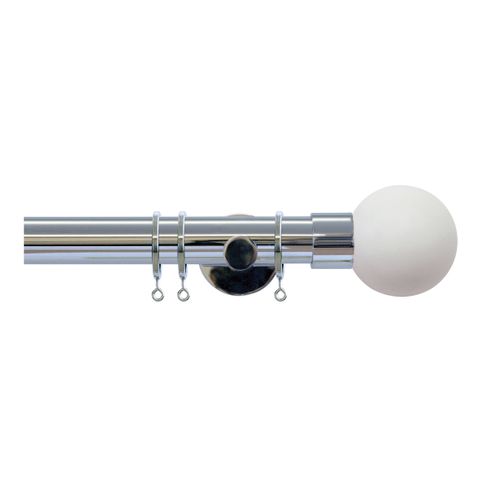 Strand 35mm Chrome Pole Set With Stone Ball Finials & Ceiling Brackets