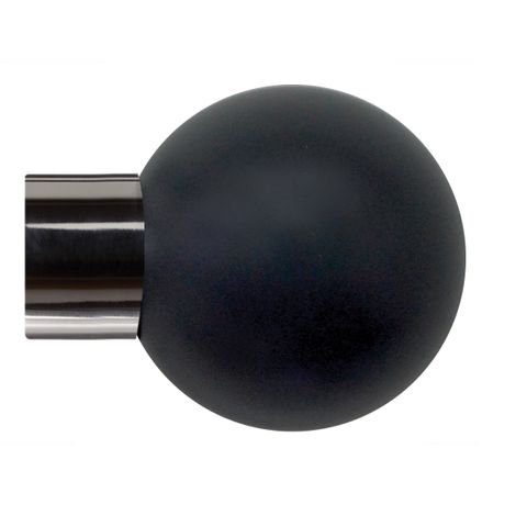 Jones  Strand 35mm Black Nickle Pole Set With Charcoal Ball Finials & Extension Brackets