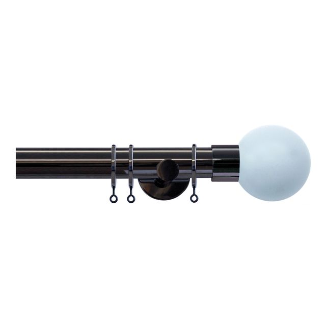 Jones  Strand 35mm Black Nickle Pole Set With Sky Ball Finials & Extension Brackets