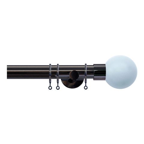 Strand 35mm Black Nickle Pole Set With Sky Ball Finials - Passover Brackets & Rings