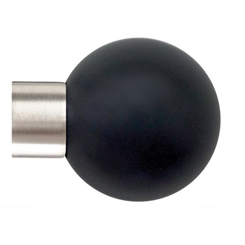 Jones  Strand 35mm Matt Nickle Pole Set With Charcoal Ball Finials & Extension Brackets