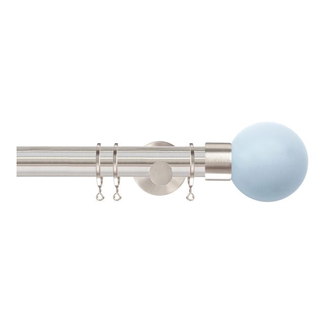 Jones  Strand 35mm Matt Nickle Pole Set With Sky Ball Finials & Extension Brackets