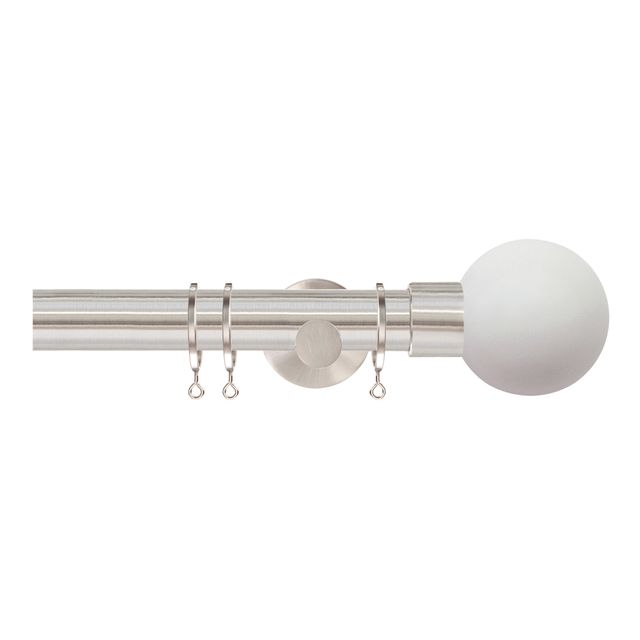 Jones  Strand 35mm Matt Nickle Pole Set With Stone Ball Finials & Extension Brackets