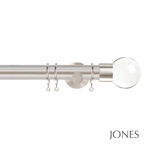 Strand 35mm Matt Nickle Pole Set With Acrylic Ball Finials - Passover Brackets & Rings