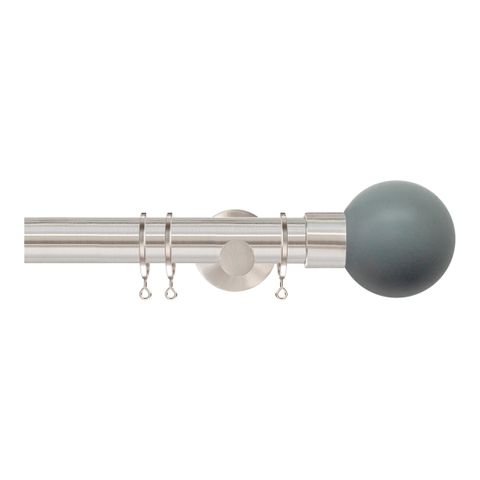Strand 35mm Matt Nickle Pole Set With Lead Ball Finials - Passover Brackets & Rings