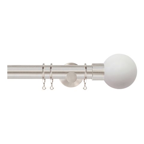 Strand 35mm Matt Nickle Pole Set With Stone Ball Finials - Passover Brackets & Rings