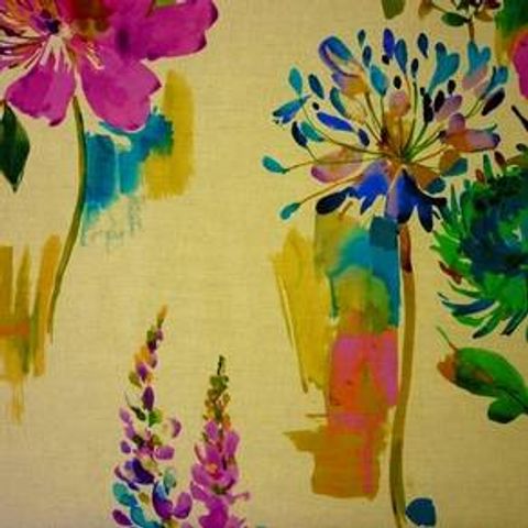 Painted Garden Petunia Upholstery Fabric