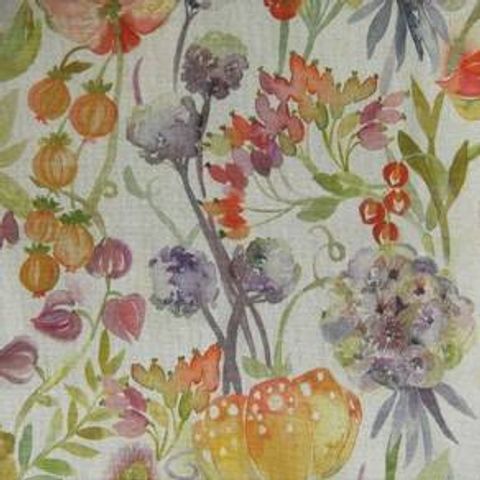 Autumn Floral Linen Voile Fabric