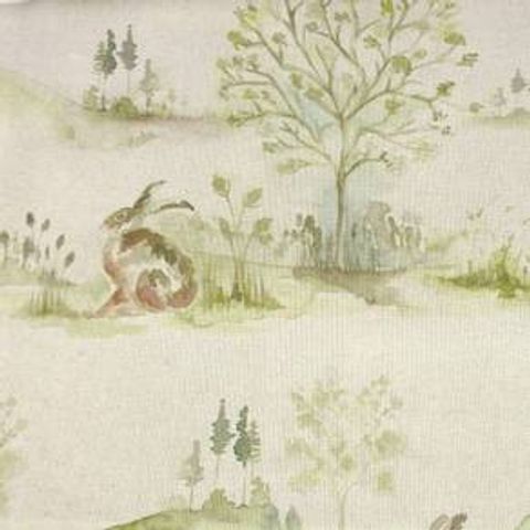 Boxing Hares Linen Voile Fabric