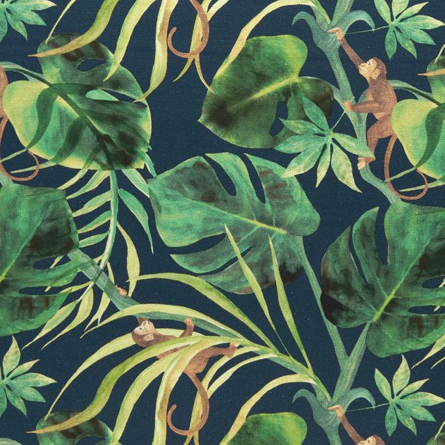 Clarke and Clarke Colony Monkey Business Indigo