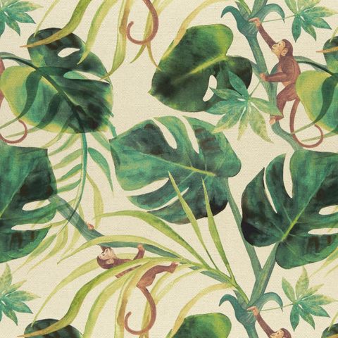 Monkey Business Natural Upholstery Fabric