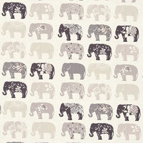 Elephants Natural Upholstery Fabric