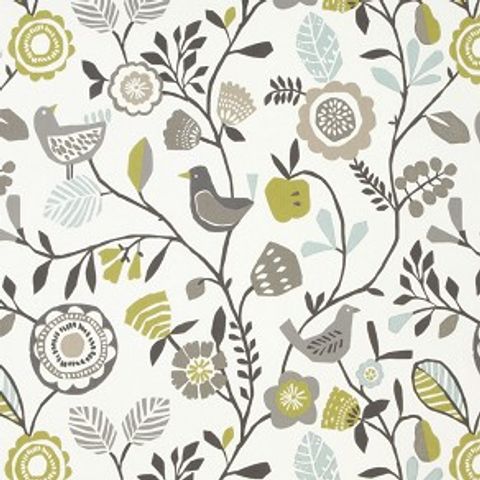 Folki Chartreuse / Charcoal Upholstery Fabric