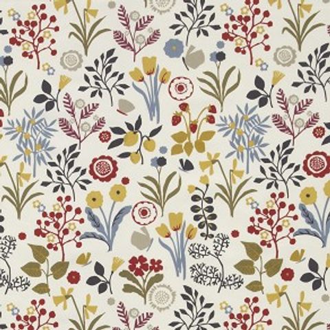 Frida Indigo / Cranberry Upholstery Fabric