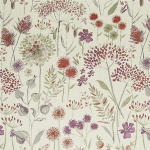 Flora Cream Plum Voile Fabric