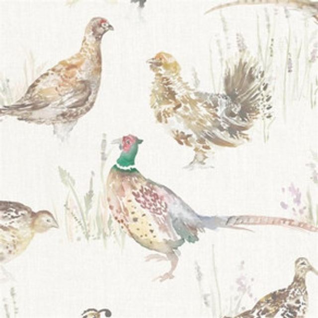 Game Birds Cream Voile Fabric