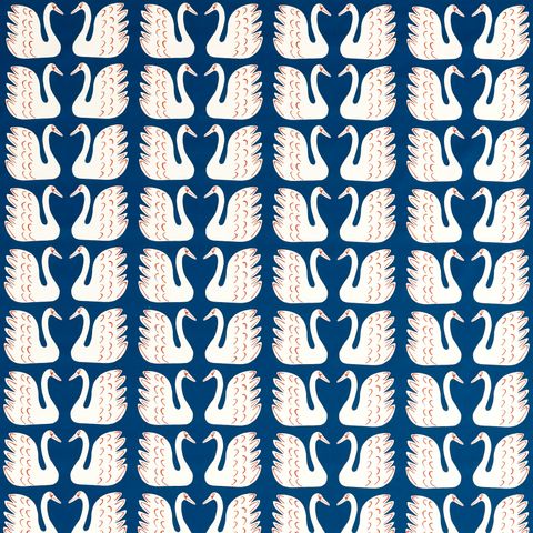 Swim Swam Swan Denim Upholstery Fabric