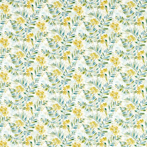 New Grove Denim/Citrus Upholstery Fabric