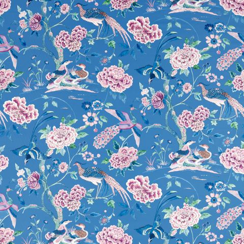 Indienne Peacock Blueberry Upholstery Fabric