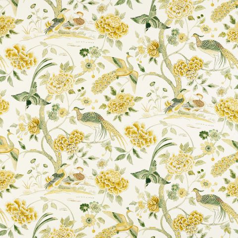 Indienne Peacock Gosling Yellow Upholstery Fabric