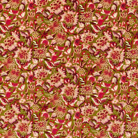 Amara Butterfly Olive /Lotus Pink Upholstery Fabric