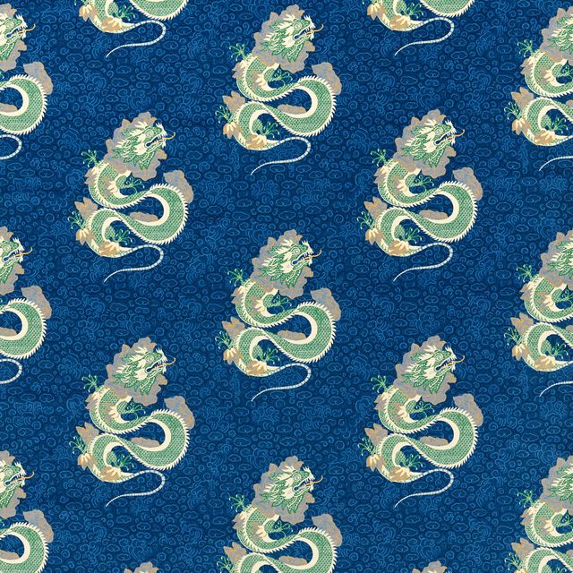 Sanderson Water Garden Water Dragon Emperor Blue/Emerald