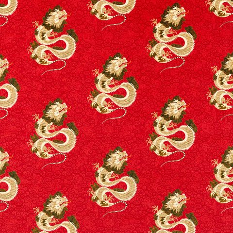 Water Dragon Cinnabar Red Upholstery Fabric