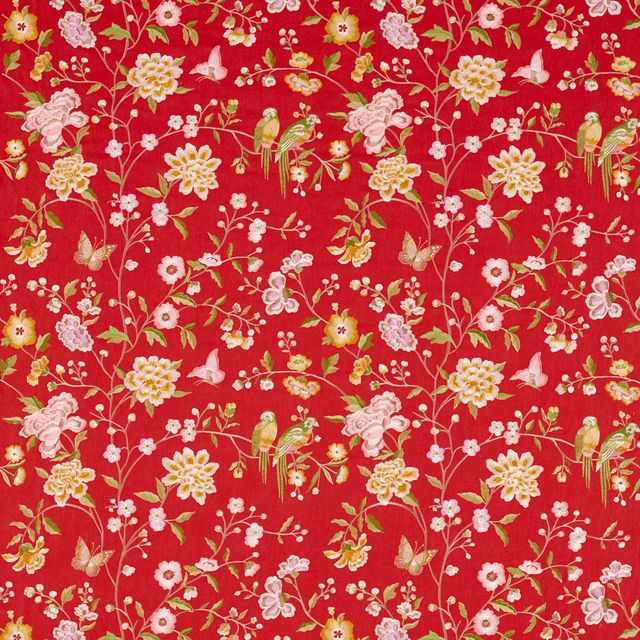 Chinoiserie Hall Cinnabar Red Voile Fabric