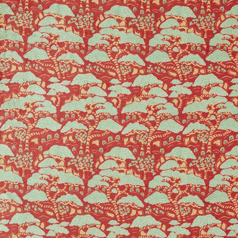 Bonsai & Gingko Ruby Upholstery Fabric