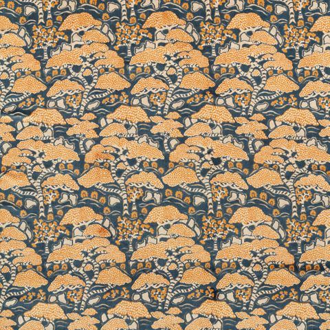 Bonsai & Gingko Midnight/Orange Upholstery Fabric