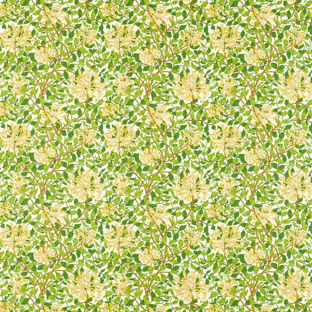 William Morris Cornubia Honeysuckle Cream/Chocolate Upholstery Fabric