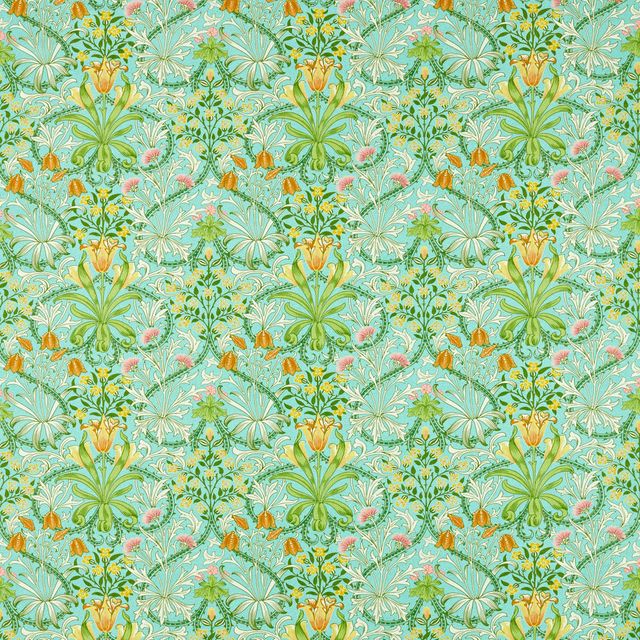William Morris Cornubia Woodland Weeds Orange/Turquoise