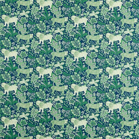 Rumble in the Jungle Midnight/Mint Leaf Upholstery Fabric