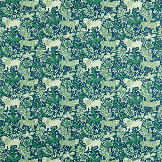 Scion Garden Of Eden Rumble in the Jungle Midnight/Mint Leaf Upholstery Fabric