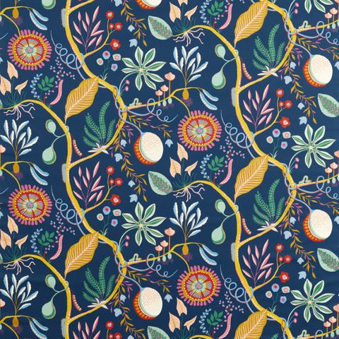 Jackfruit and the Beanstalk Midnight Upholstery Fabric