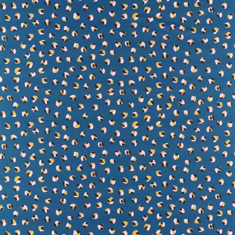 Leopard Dots Denim/Milkshake Upholstery Fabric