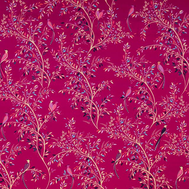 Sara Miller Sara Miller Volume 1 Birds of Paradise Velvet Fuschia Upholstery Fabric