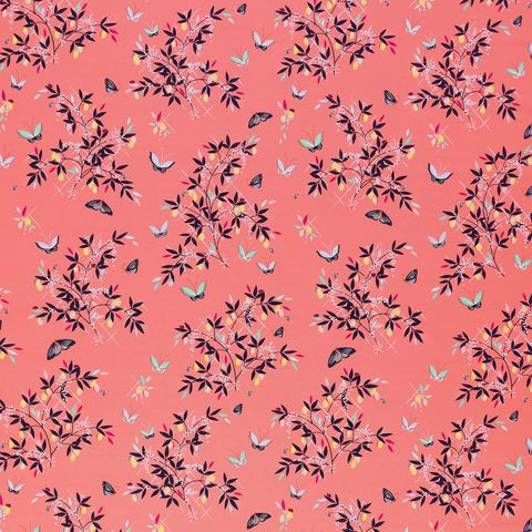 Butterflies and Trellis Sateen Peach