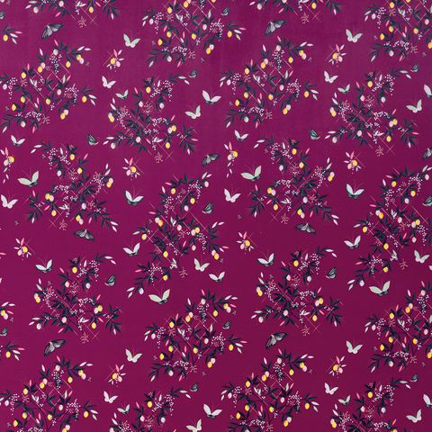 Butterflies and Trellis Velvet Purple Upholstery Fabric