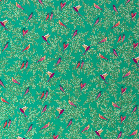 Green Birds Sateen