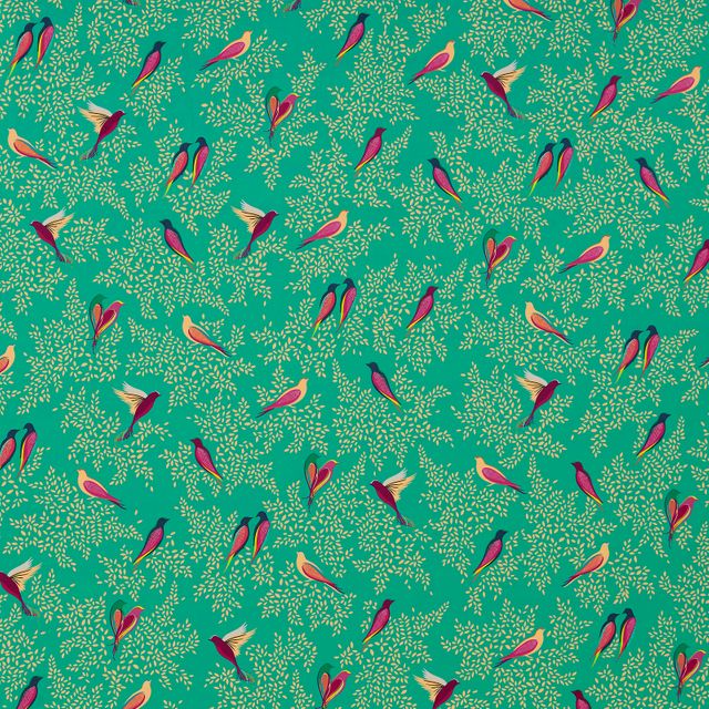 Sara Miller Sara Miller Volume 1 Green Birds Velvet Upholstery Fabric