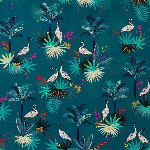 Heron Velvet Teal Upholstery Fabric