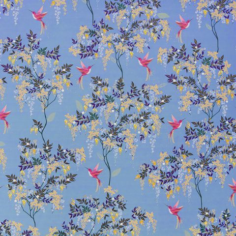 Hummingbird Velvet Cornflower Blue Upholstery Fabric