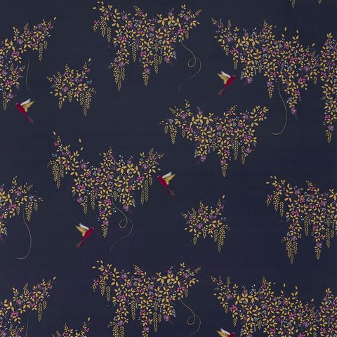 Hummingbird Velvet Deep Navy Upholstery Fabric